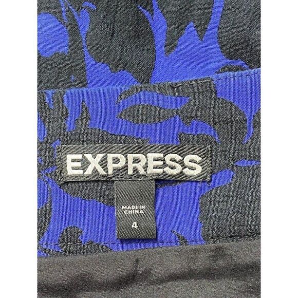 Express‎ Blue Black A Line Mini Skirt Sz 4 - Picture 4 of 9
